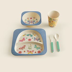 Kit Alimentaçao com 5 Peças Bambu Butterfly A\BABY