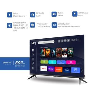 Smart TV HQ 50" UHD Tela Sem Bordas Android 13 Design Slim HQS50NKHM