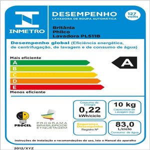 Lava e Seca Philco PLS11B InvertPlus 16 Programas Lavagem 10kg Branca 127V