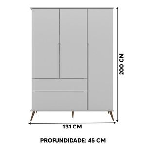 Guarda Roupa 3 Portas Cinza Mei Shop Jm Baby