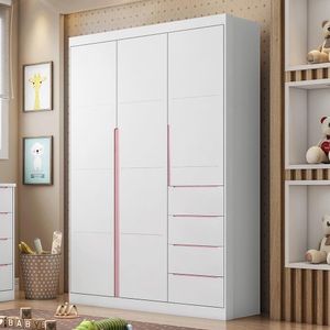 Guarda Roupa 3 Portas Branco E Rose Eloa Phoenix Baby