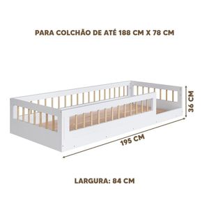 Cama Infantil Montessoriana Solteiro Com Colchão Branco