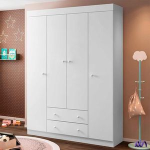 Guarda-roupa Roupeiro Elisa 4 Portas E 2 Gavetas Branco Para Quarto Infantil De Bebê Infantil - Phoe