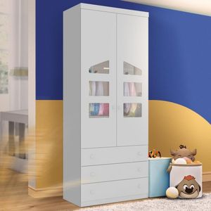 Guarda Roupa Infantil Com 2 Portas E 3 Gavetas Eloisa Cor Branco Phoenix Baby 5550 - Branco