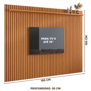 Painel De Tv Para Sala Ripado Até 75 Polegadas 1.8 Nature Júpiter Shop Jm