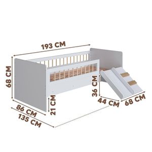 Cama Solteiro Montessoriana Infantil 135cm X 193cm Branco