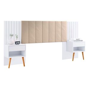 Cabeceira Queen Extensivel Estofada Com Mesa De Cabeceira Zara Shop Jm Branco