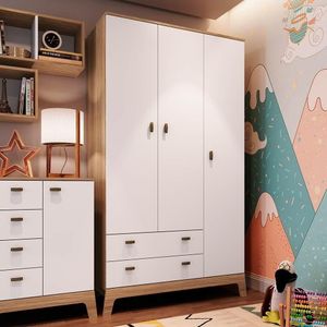 Guarda Roupa Infantil 108cm 3 Portas 2 Gavetas Favo De Mel 006 Itapuã-branco - Completa Móveis