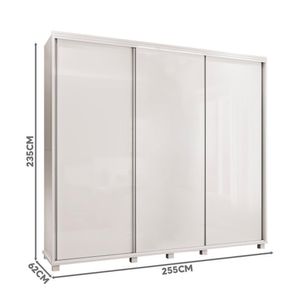 Guarda Roupa Casal 3 Portas De Correr 255 Cm Branco Monique Shop Jm