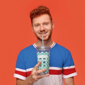 Copo com Canudo Drink 600ml - Turquesa