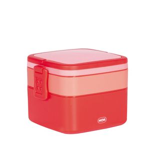 Pote Marmita 2 Andares Quadrado com Alça - VERMELHO MOR