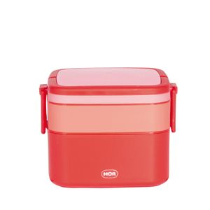 Pote Marmita 2 Andares Quadrado com Alça - VERMELHO MOR