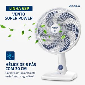 Ventilador de Mesa Mondial - 06 Pás - VSP-30-W