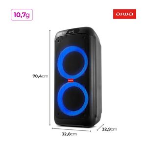Caixa de Som PartyBox AIWA PB-01 BT 15H RGB USB TWS Preto