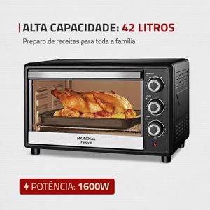 Forno Elétrico 42L Family II Mondial Preto/Inox  FR-42