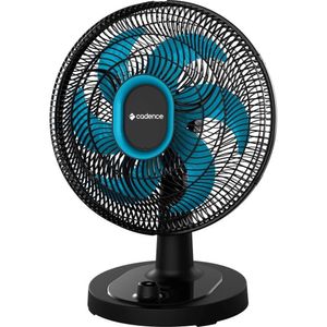 Ventilador de Mesa Cadence Refresh Turbo Pro 6 Pás Preto e Azul VTR420 220V