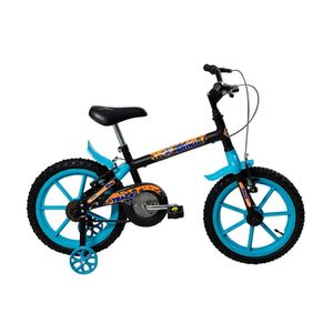 Bicicleta Infantil Track e Bike Dino PZ Aro 16 Rodinhas Laterais - Preto Azul