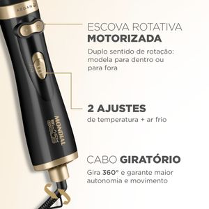 Escova Rotativa Black Gold Argan Mondial - ER-11-AR