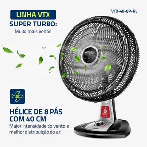 Ventilador de Mesa Mondial Turbo 8 Pás 40 cm Repelente Líquido VTX-40-8P-RL