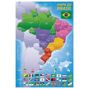 Quebra Cabeça Mapa do Brasil 200 Peças - Grow 3936