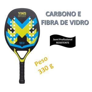 RAQUETE SEMI PRO BEACH TENNIS AZUL CARBONO E FIBRA DE VIDRO