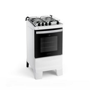 Fogão 4 Bocas Branco Com Mesa Inox Atlas Agile Up Bivolt