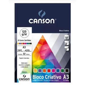 Bloco Criativo CardsA3 32FL120g 297x420mm 8 cores - Canson