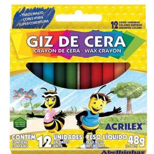 Giz de Cera COMUM 12 Cores - Acrilex