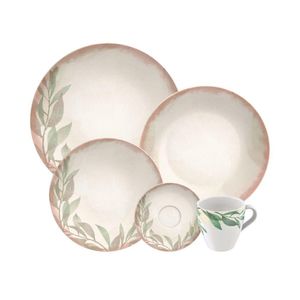 Aparelho De Jantar Tramontina Natur Em Porcelana Decorada 20 Peças