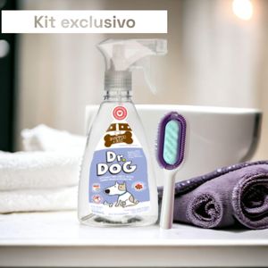 Combo  Pente Escova Pet Tira Pelos Silicone Tanque Verde + Banho Seco Pet 500ml