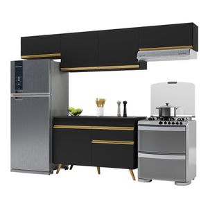 Cozinha Compacta Multimóveis Veneza Gb Fg3697 Com Armário E Balcão Preta