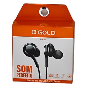 Fone de Ouvido Com Fio Gold C/ Microfone Básico Preto