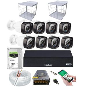 Kit 8 Câmeras Multi Hd Dvr Intelbras 8 Canais Com Hd 1tb+Grade de proteção