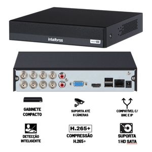 Kit 8 Câmeras Multi Hd Dvr Intelbras 8 Canais Com Hd +Grade de proteção