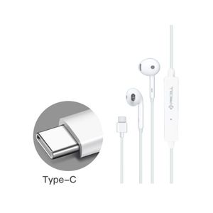 Fone de Ouvido Esterio TYPE C Tipo C USB com Microfone Branco