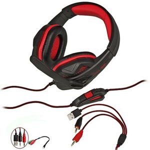 Fone de Ouvido Headset Gamer KNUP KP-396 + Adaptador para PS4 XBOX PC Celular Notebook Vermelho