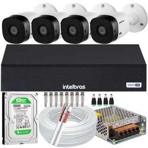 Kit 4 Câmeras Intelbras Vhl 1220b Full Hd Dvr De 8ch 1008-c 500gb