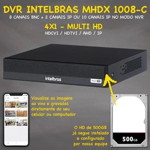 Kit 4 Câmeras Intelbras Vhl 1220b Full Hd Dvr De 8ch 1008-c 500gb