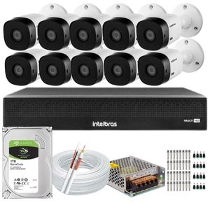 Kit Cftv 8 Cameras Full Hd 1220b 1080p Intelbras Dvr 3116c Inteligência Artificial com hd 1tb