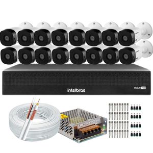 Kit Cftv 16 Cameras Full Hd 1220b 1080p Intelbras Dvr 3116c Inteligência Artificial