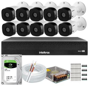 Kit Cftv 8 Cameras Full Hd 1220b 1080p Intelbras Dvr 3116c Inteligência Artificial com hd 2tb