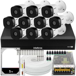 Kit Cftv Intelbras 10 Câmeras vhl 1220 Full Mhdx 3116-C 1TB