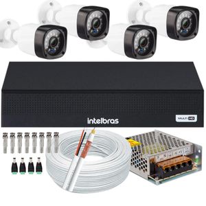 Kit 4 cameras seguranca 2mp Full HD DVR Intelbras 1004c S/ HD