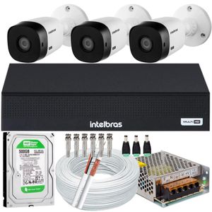 Kit 3 Câmeras Intelbras Vhl 1120b Hd Dvr De 8ch 1008-c 500gb
