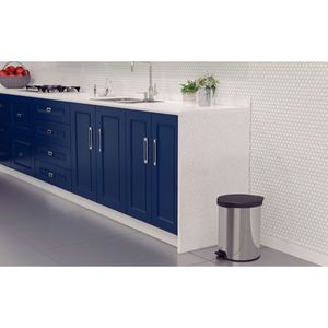 Lixeira com Pedal 12 Litros New Tramontina em Aço Inox Polido com Tampa Plástica