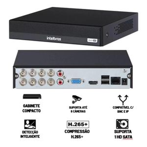 Kit Cftv 8 Cameras de Segurança Intelbras vhd 3220 C/ Audio Microfone Full Hd Dvr Mhdx 8ch