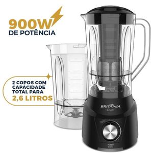 Liquidificador Britânia Blqe01 2 Copos 2,6l 900w 127v