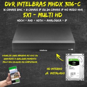Dvr Mhdx 3116-C Intelbras multi hd c/hd 3tb