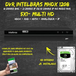 Dvr stand alone 8 canais full MHDX 1208 Intelbras C/HD 3TB