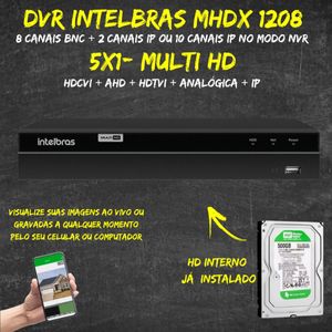 Dvr 08 Canais Gravador Digital De Video Mhdx 1208 Intelbras c/500GB